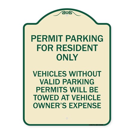 Signmission Parking Permit Permit Parking for Residents Only Vehicles Without Valid Parking Permi, TG-1824-23399 A-DES-TG-1824-23399
